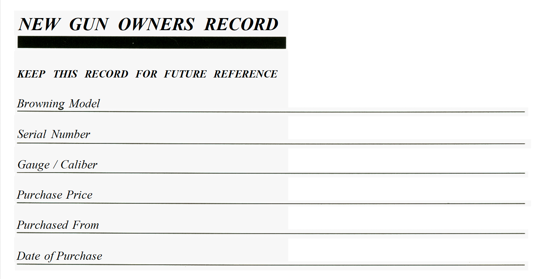 New gun owner's record image form