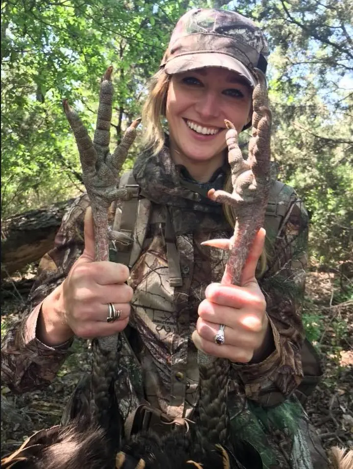 Abby Casey holding a turkey