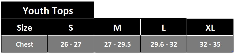 Youth Tops Size Chart