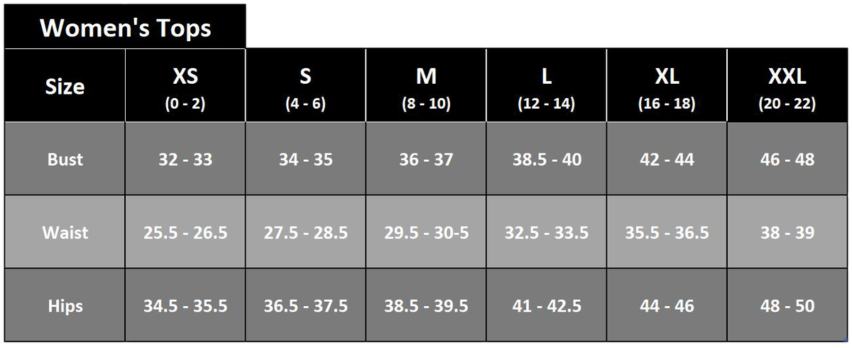 Womens Top Size Chart