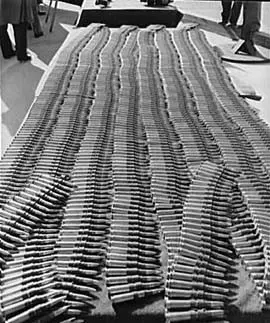 Belts of Browning .50 caliber ammunition