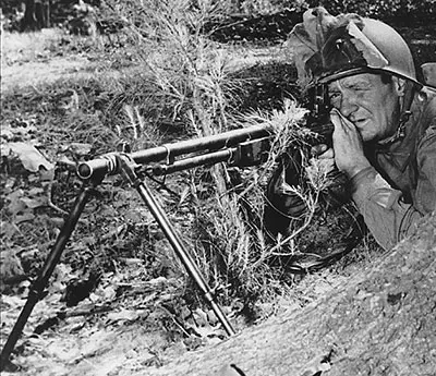 This 1918A2 configuration BAR being fired from the prone position.