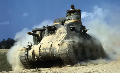 Lightly armored and under-gunned, the American M-3 Lee/Grant tank 