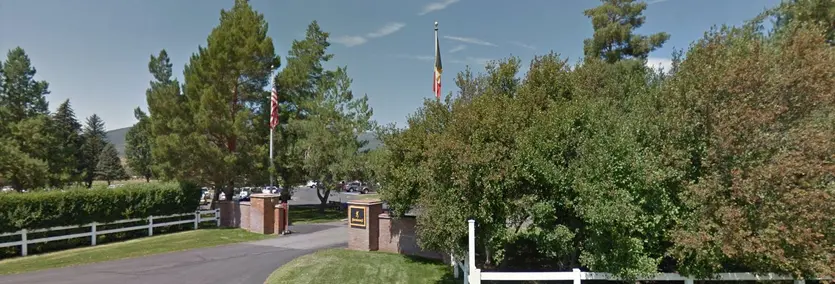 United States of America Flag in front of Browning headquarters in Morgan Utah.